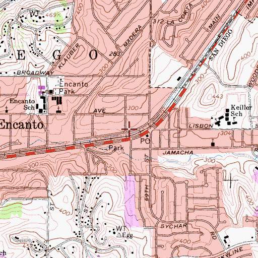 Topographic Map of Encanto, CA