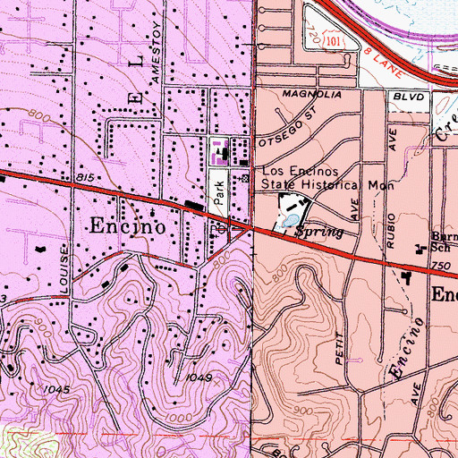Topographic Map of Encino, CA