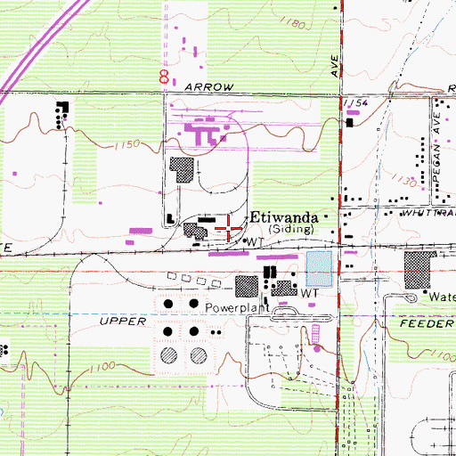 Topographic Map of Etiwanda, CA