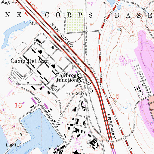 Topographic Map of Fallbrook Junction, CA
