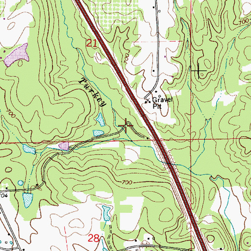 Topographic Map of Mullins Mill Post Office (historical), AL