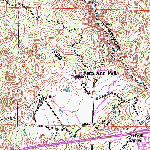 Topographic Map of Fern Ann Falls, CA