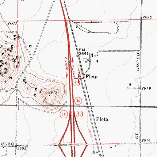 Topographic Map of Fleta, CA