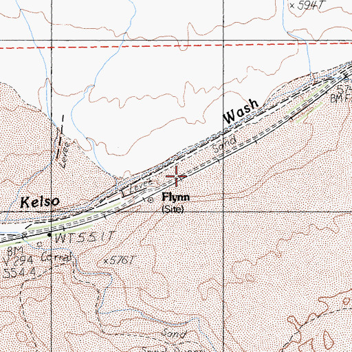 Topographic Map of Flynn, CA