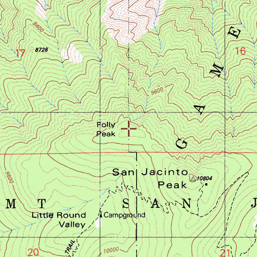 Topographic Map of Folly Peak, CA