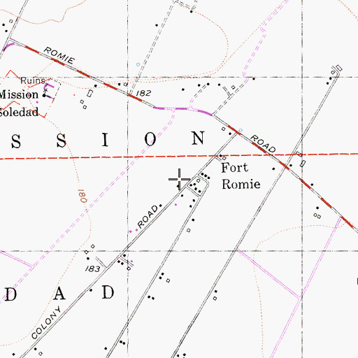 Topographic Map of Fort Romie, CA