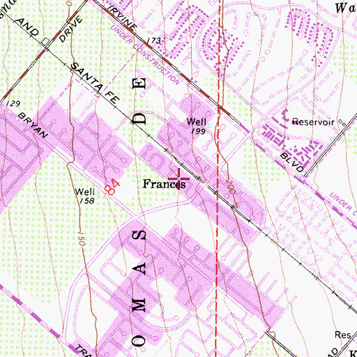 Topographic Map of Frances, CA