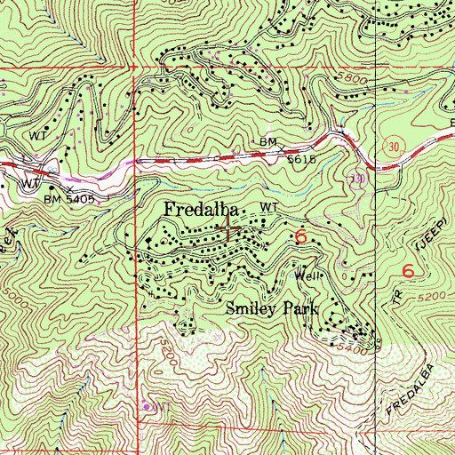 Topographic Map of Fredalba, CA