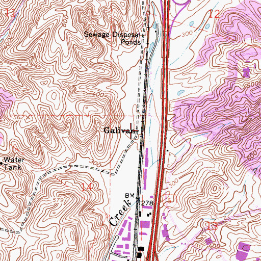 Topographic Map of Galivan, CA