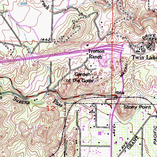 Topographic Map of Garden of the Gods, CA