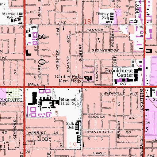 Topographic Map of Garden Park Memorial Hospital, CA