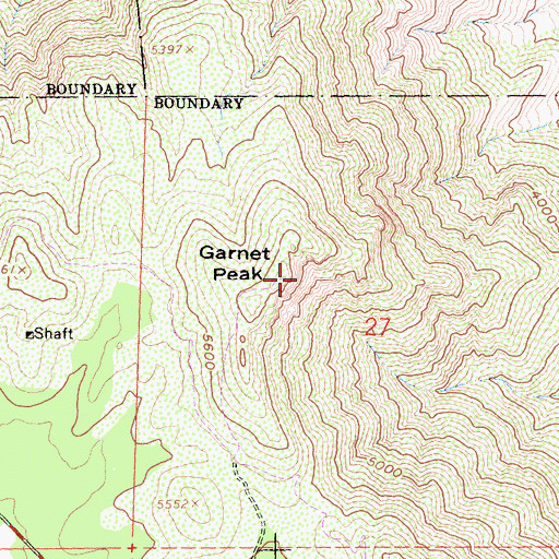 Topographic Map of Garnet Peak, CA