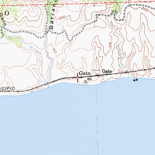 Topographic Map of Gato, CA