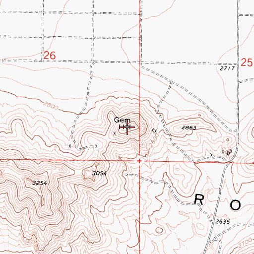 Topographic Map of Gem Hill, CA