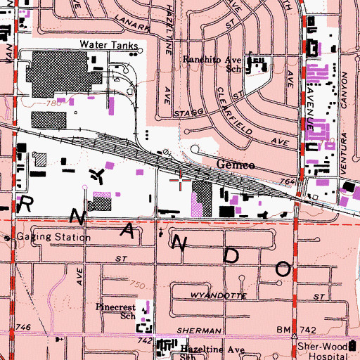 Topographic Map of Gemco, CA