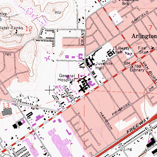 Topographic Map of General Hospital, CA