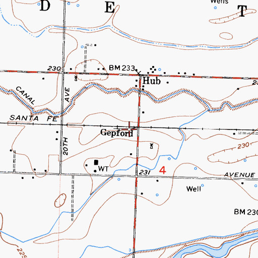Topographic Map of Gepford, CA