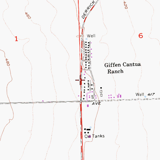 Topographic Map of Giffen Cantua Ranch, CA