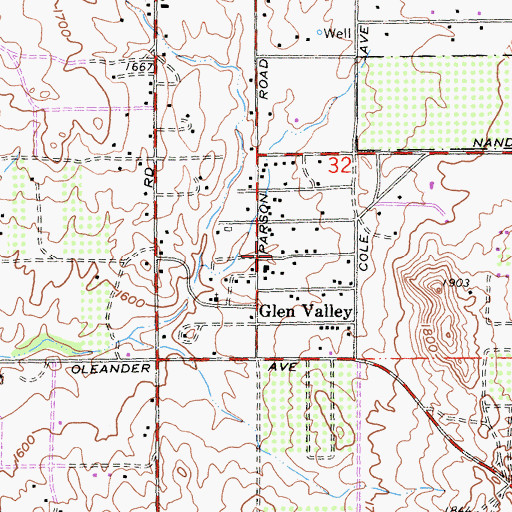 Topographic Map of Glen Valley, CA