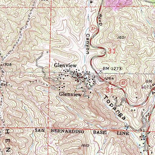 Topographic Map of Glenview, CA