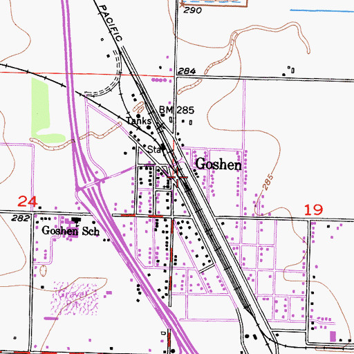 Topographic Map of Goshen, CA