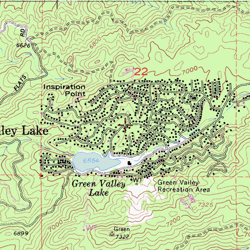 Topographic Map of Green Valley Lake, CA