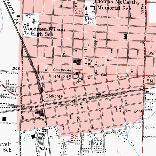 Topographic Map of Hanford, CA