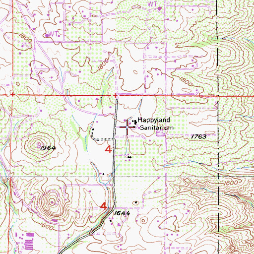 Topographic Map of Happyland Sanitarium, CA