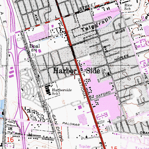 Topographic Map of Harbor Side, CA