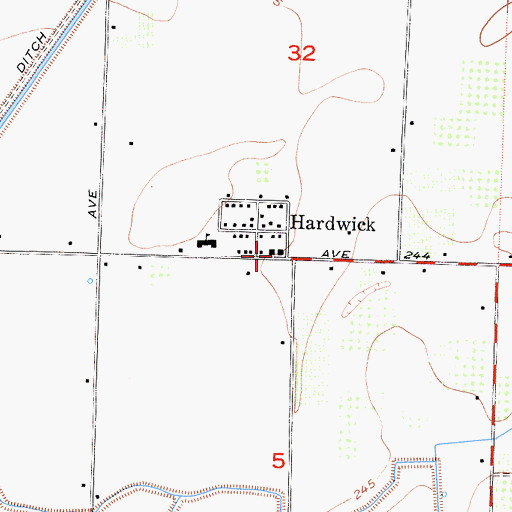 Topographic Map of Hardwick, CA