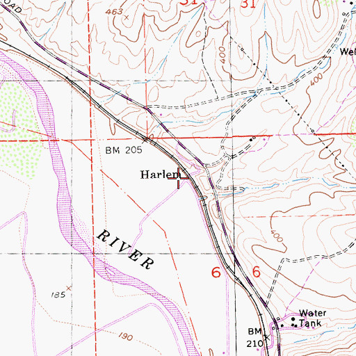 Topographic Map of Harlem, CA