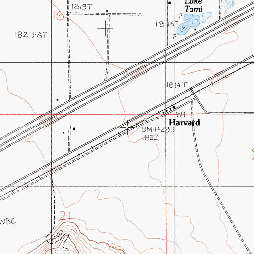 Topographic Map of Harvard, CA