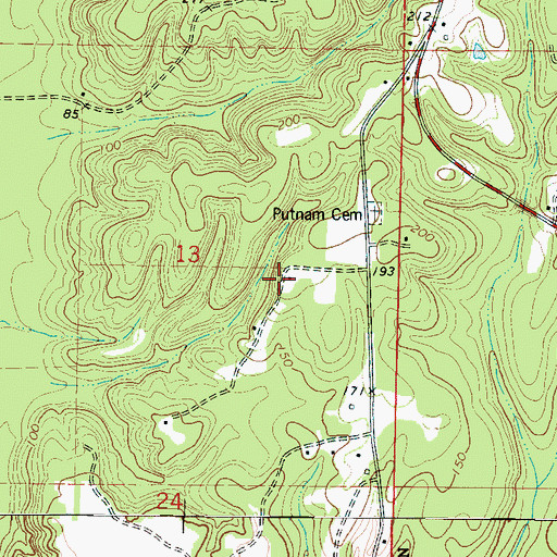 Topographic Map of Pineville Post Office (historical), AL