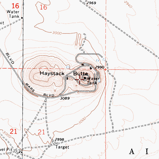 Topographic Map of Haystack Butte, CA
