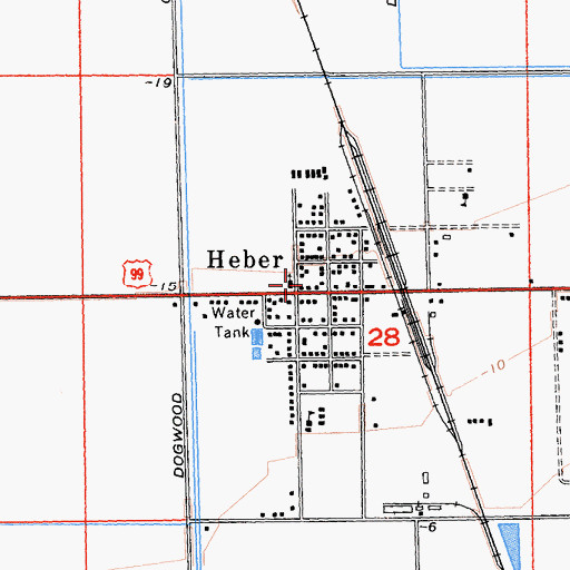 Topographic Map of Heber, CA