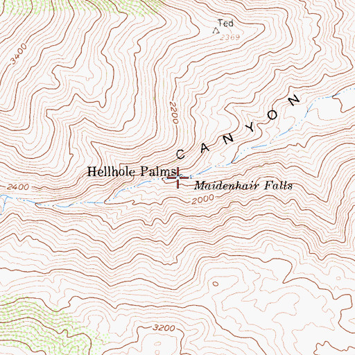 Topographic Map of Hellhole Palms, CA