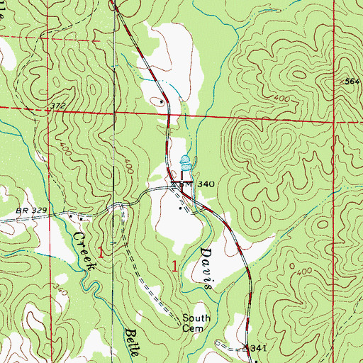 Topographic Map of Davis Creek Post Office (historical), AL
