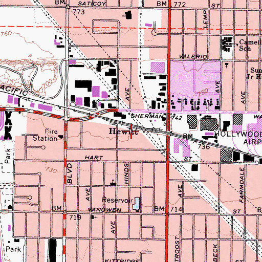 Topographic Map of Hewitt, CA