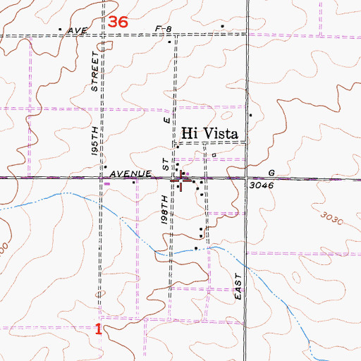 Topographic Map of Hi Vista, CA