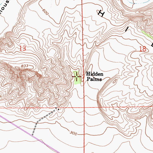 Topographic Map of Hidden Palms, CA