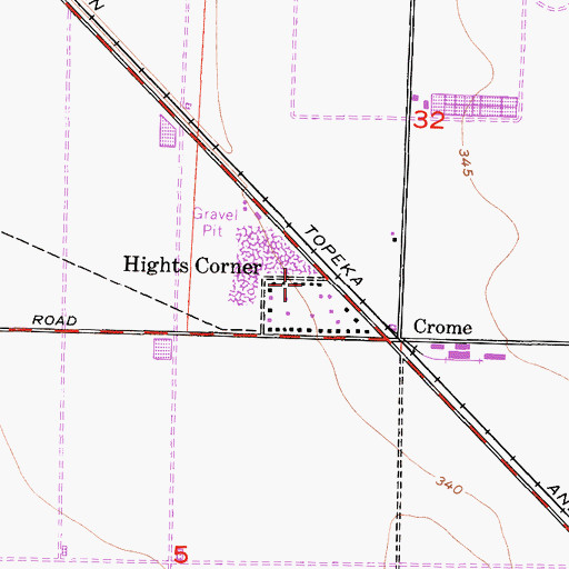 Topographic Map of Hights Corner, CA