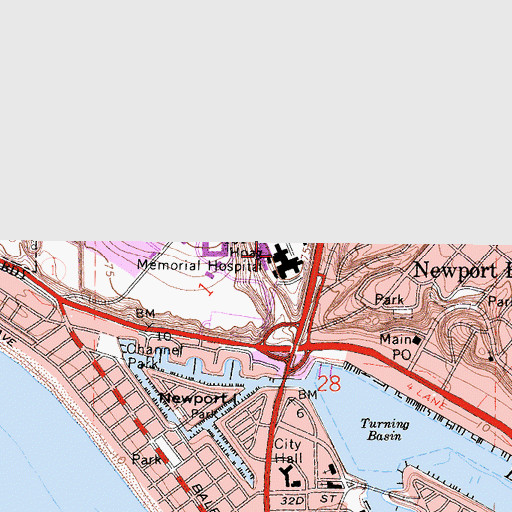 Topographic Map of Hoag Hospital Newport Beach, CA