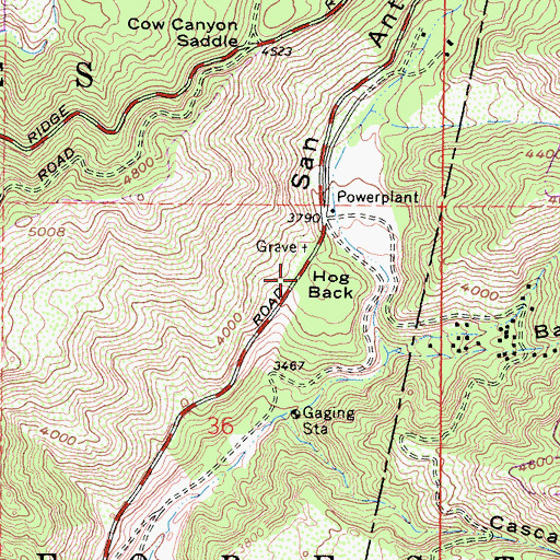 Topographic Map of Hog Back, CA
