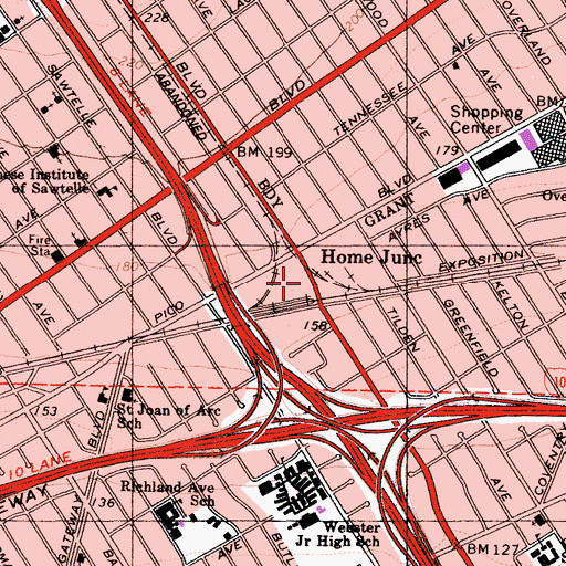 Topographic Map of Home Junction, CA