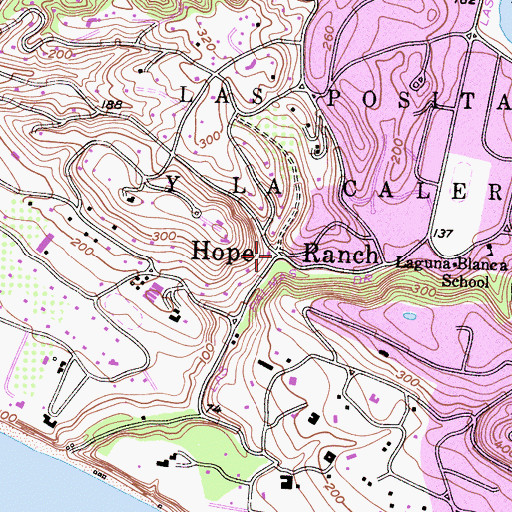 Topographic Map of Hope Ranch, CA