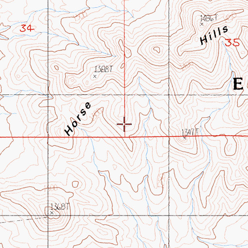 Topographic Map of Horse Hills, CA