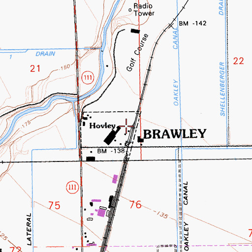 Topographic Map of Hovley, CA