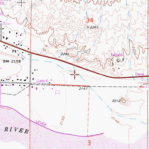 Topographic Map of Hutt, CA