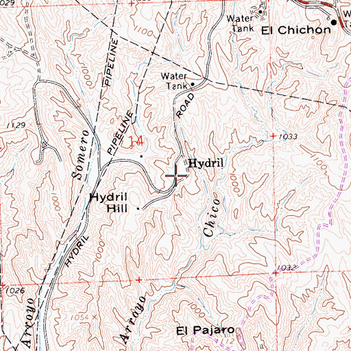 Topographic Map of Hydril, CA