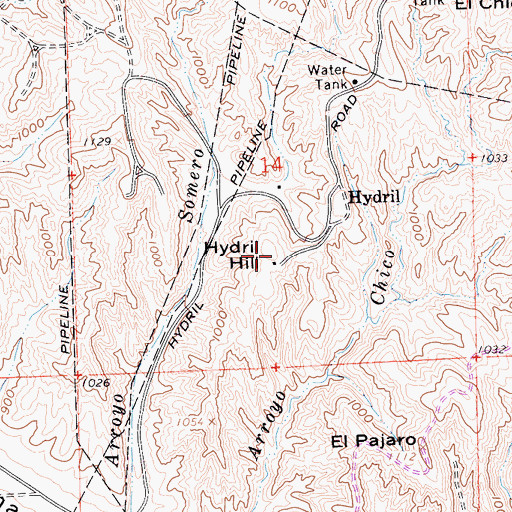 Topographic Map of Hydril Hill, CA